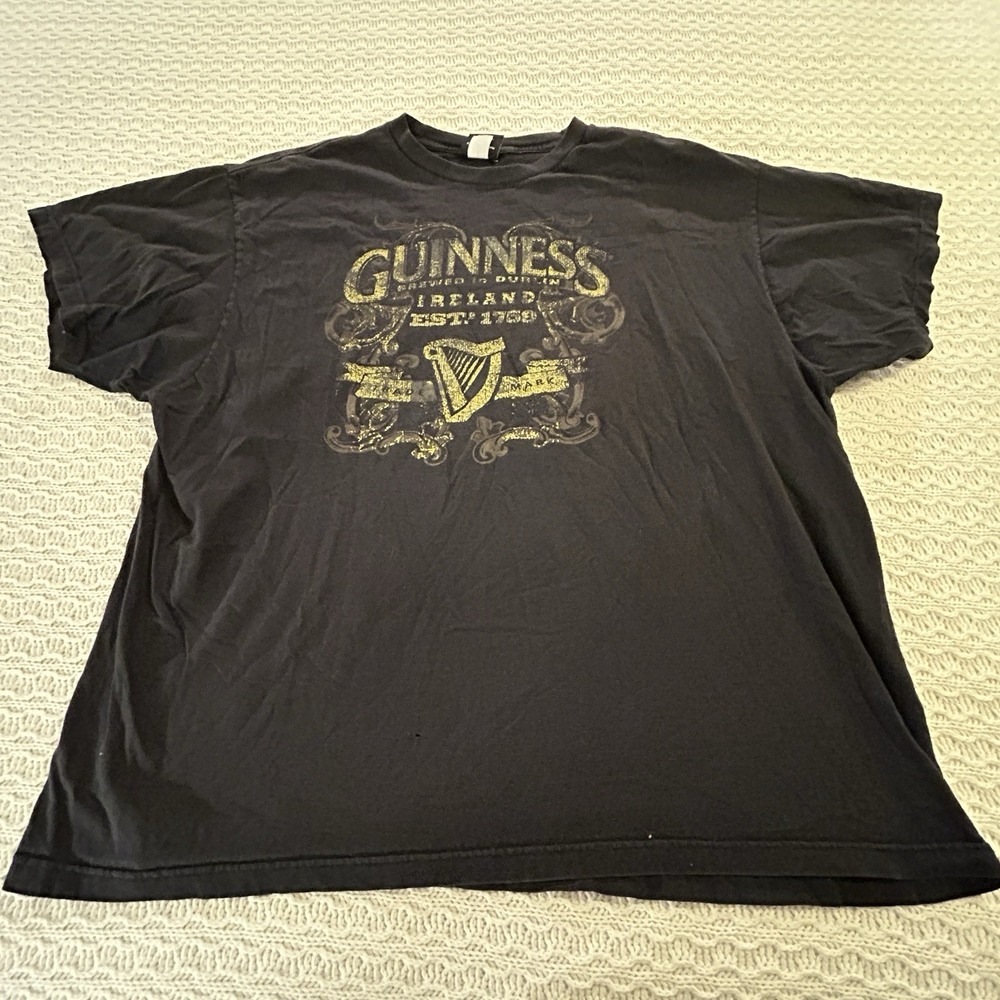 Vintage Men's 3xl Guinness Soft Black Tee Shirt‎ Y2K Lightly Distressed